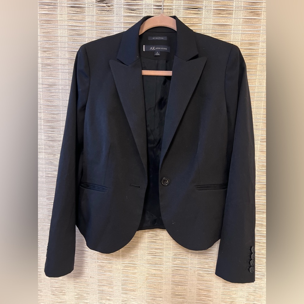 Anne Klein Classic Black One Button Jacket